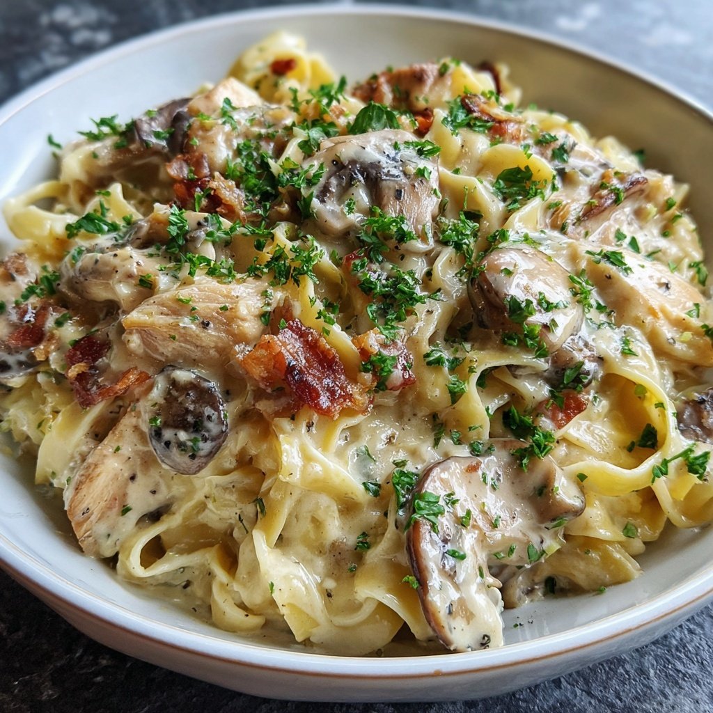 One-Pot Creamy Chicken Mushroom Noodles