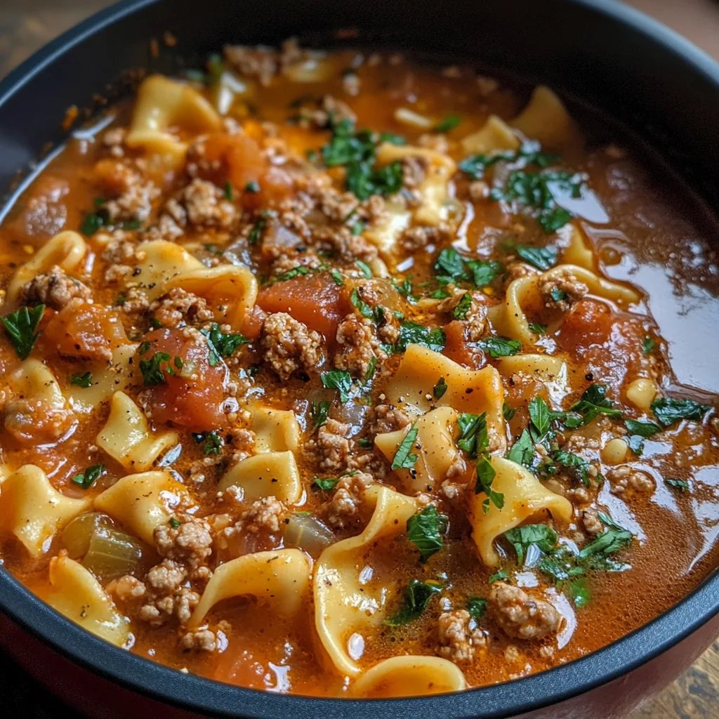 One Pot Spicy Lasagna Soup