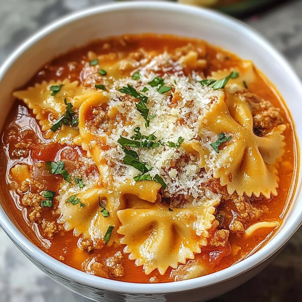 Homemade Lasagna Soup With Bow Tie Pasta