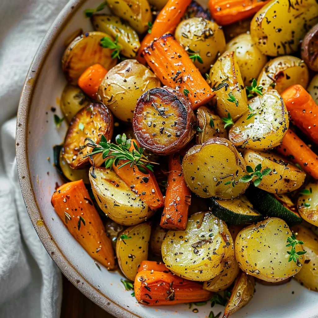 Garlic Herb Roasted Potatoes Carrots and Zucchini