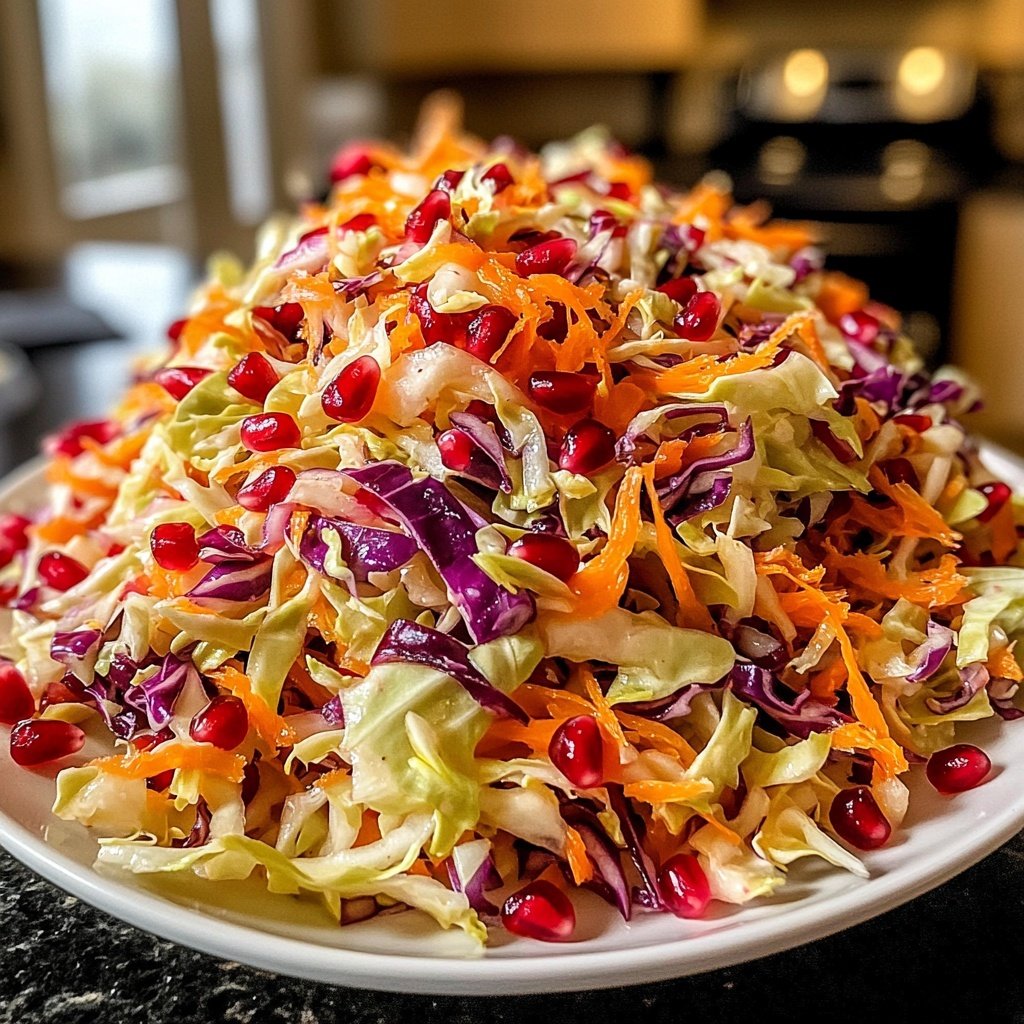 Orange Red Cabbage Salad with Pomegranate Seeds