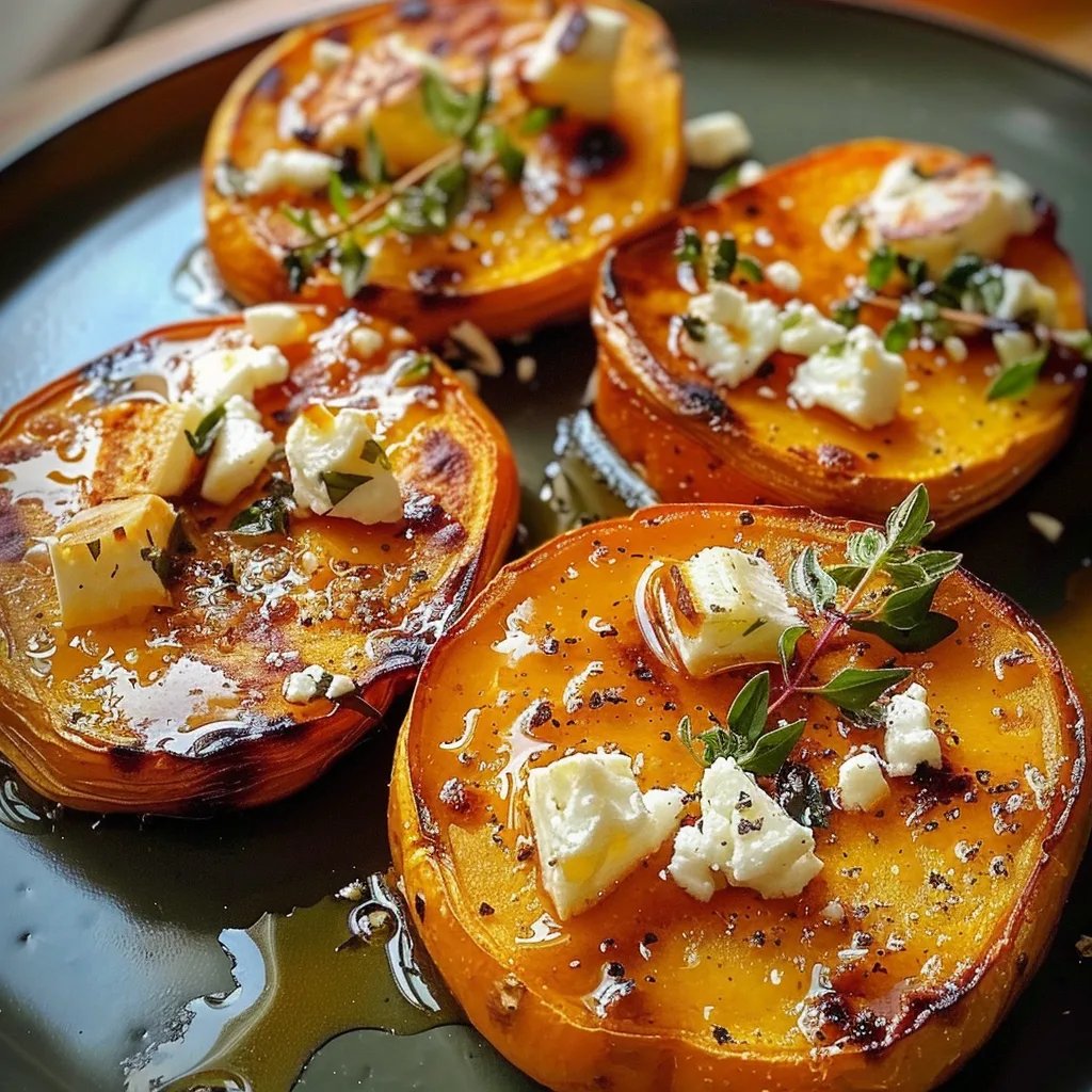 Roasted Sweet Potato Rounds with Honey Feta and Thyme