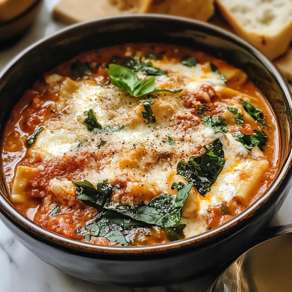 Creamy Lasagna Soup with Bread