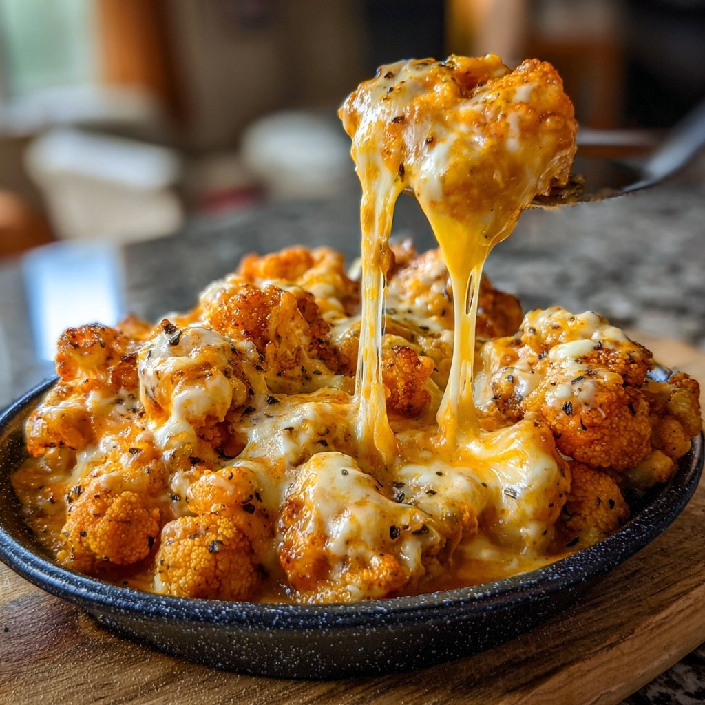 Cheesy Buffalo Cauliflower Fondue
