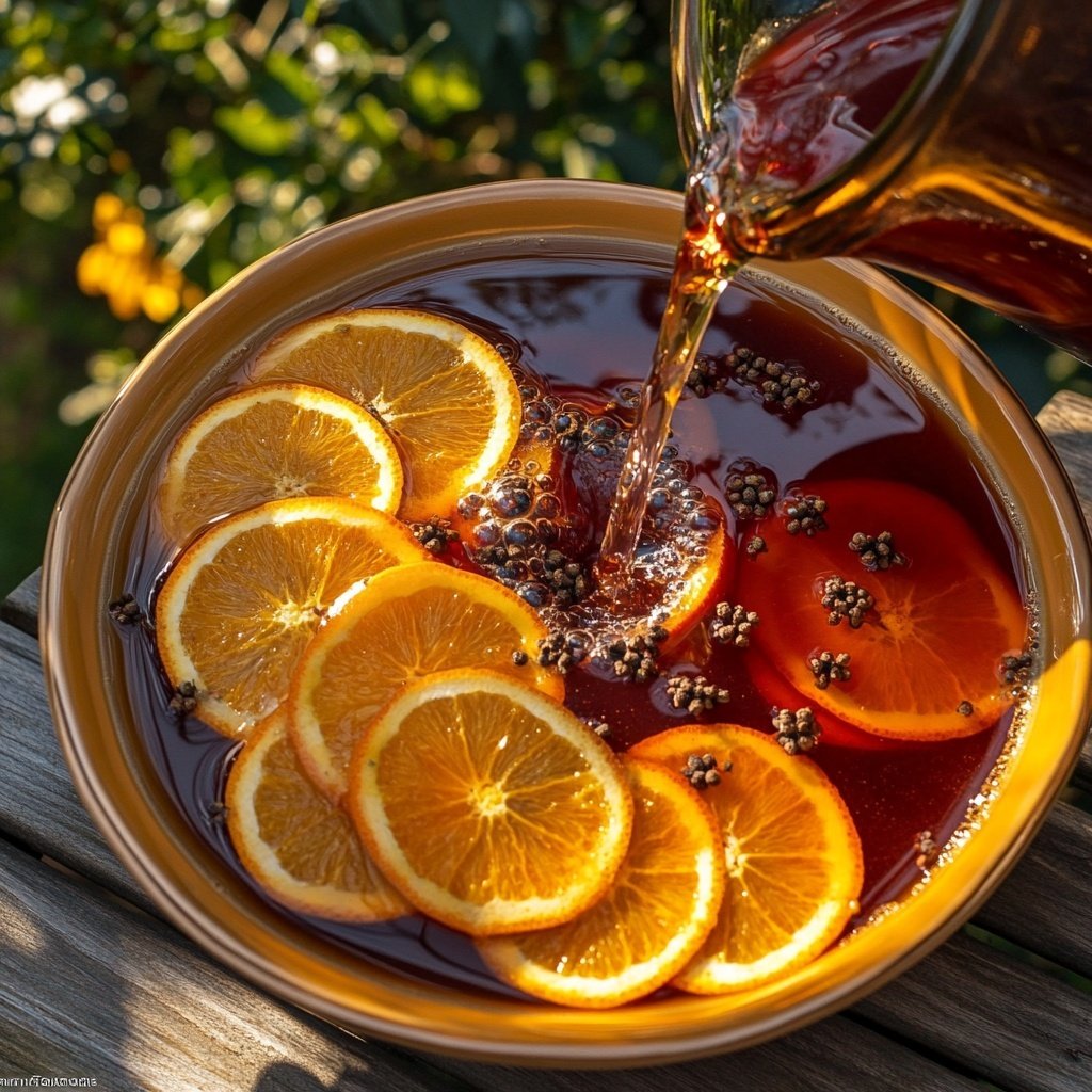 Spiced Mulled Wine Punch with Oranges and Cloves