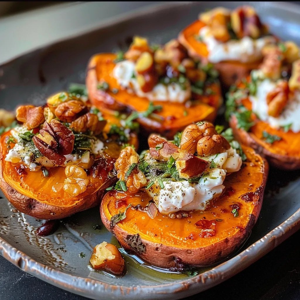 Roasted Sweet Potato Rounds with Ricotta and Walnuts