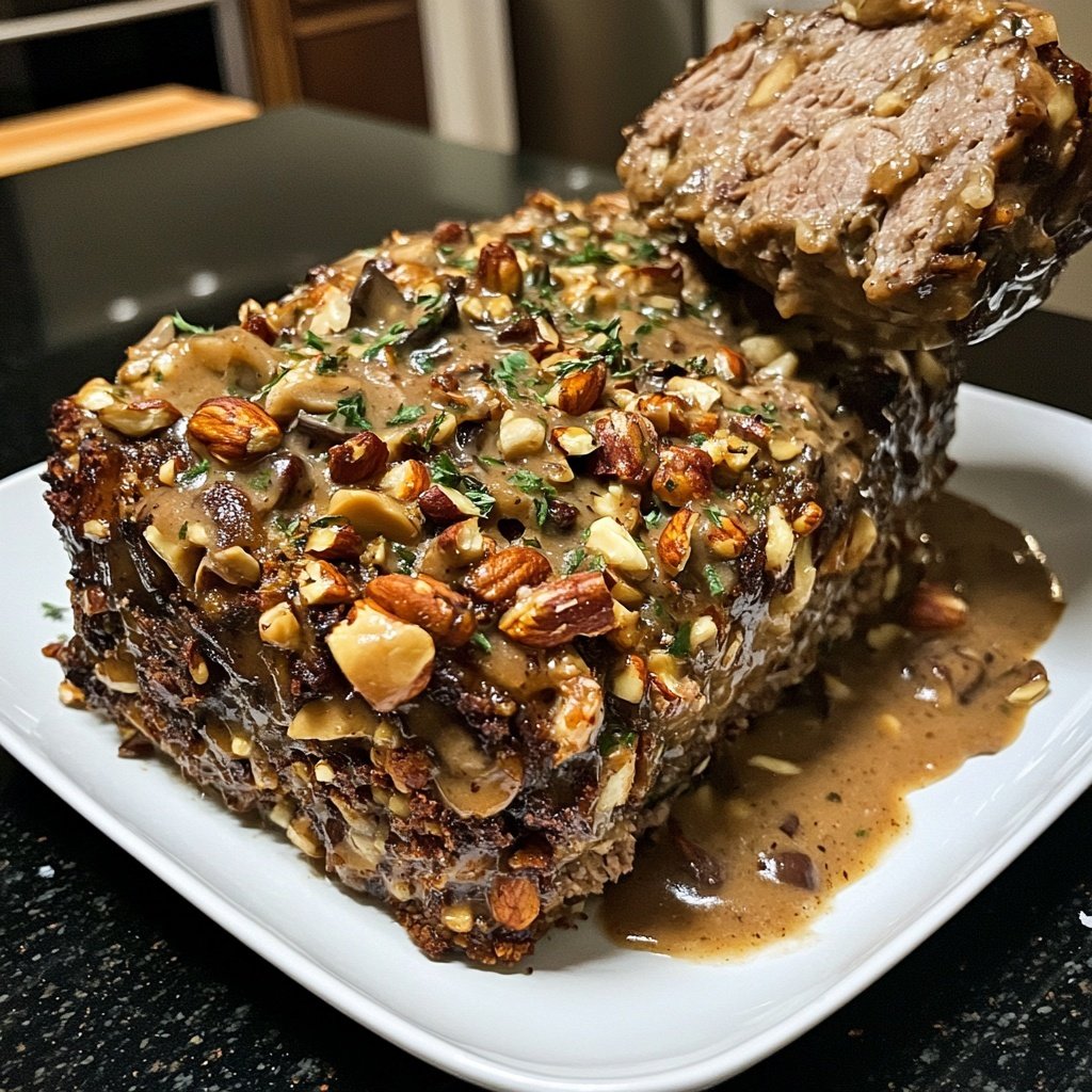 Vegetarian Nut Roast with Mushroom Cream Sauce