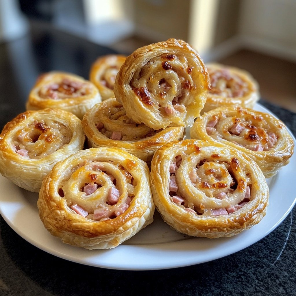 Easy Ham and Cheese Puff Pastry Pinwheels